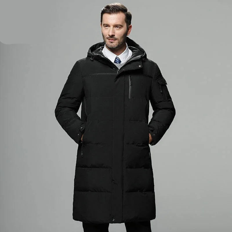 Luxury Men Down Jackets Fashion Hooded Collar Work Warm Down Filled Coat Casual Business Lightweight