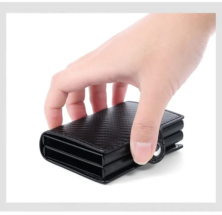 Double Layer Anti-Theft Card Case with RFID Blocking - Carbon Fiber