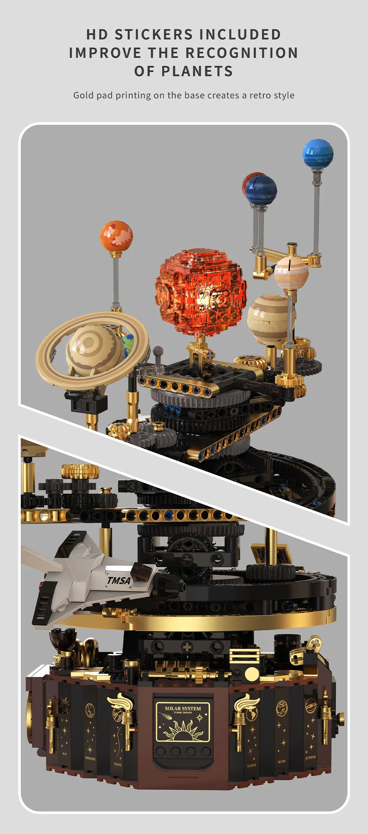 STEM Electric Rotating Universe Electric Solar System Light Building Blocks Sun Earth Model Space Sc - Gallery image 14