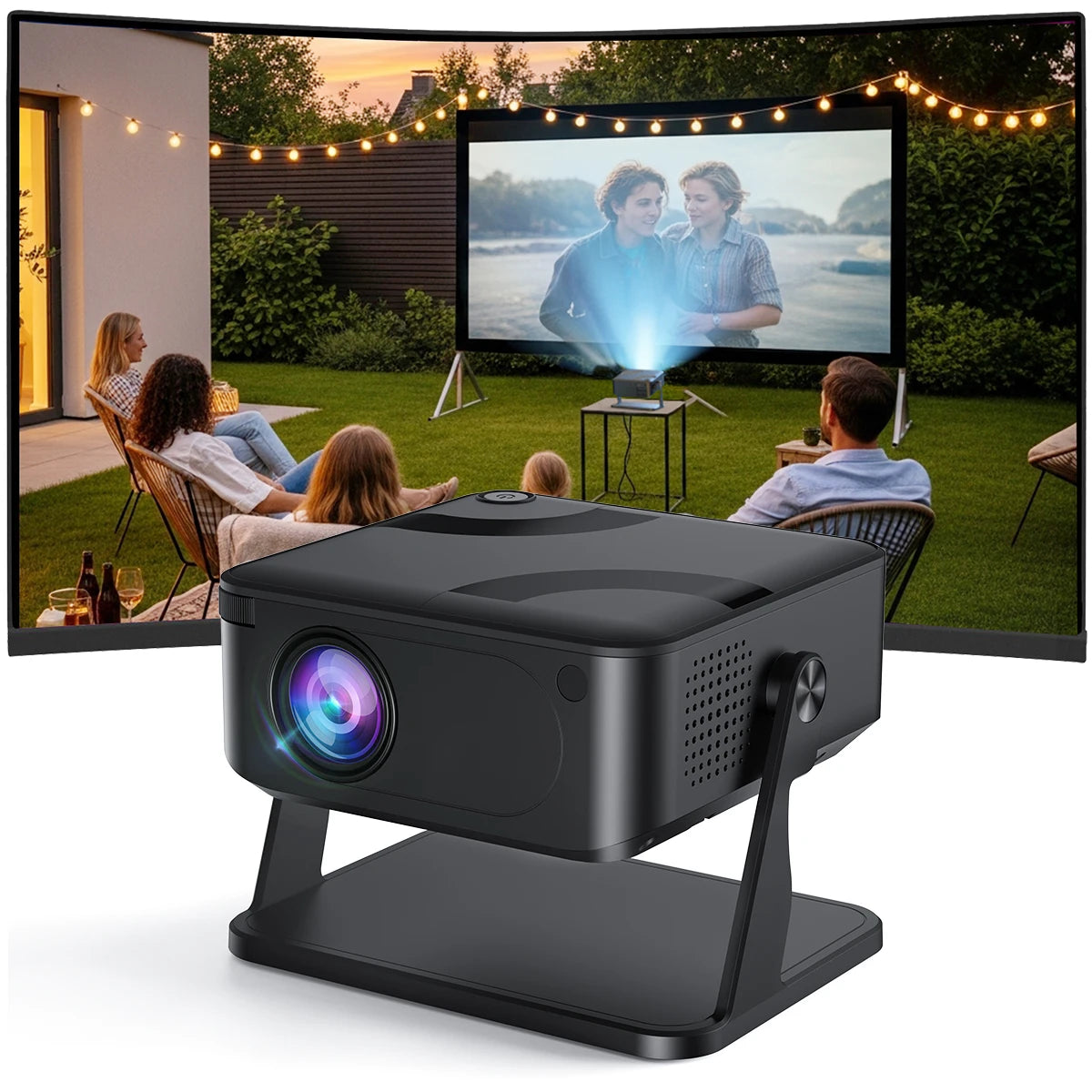 Portable 650ANSI Projector Native 1080P Android 11 Auto Focus & Keystone 4K 360° Rotate Wifi6 BT5.2 Airmouse Home Theater - Main Product Image