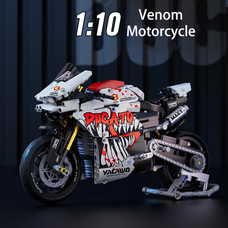 Technical V4 Motorcycle Building Blocks Set Famous Super Motorbike Model Kit Racing Bricks Kids Asse - Gallery image 10