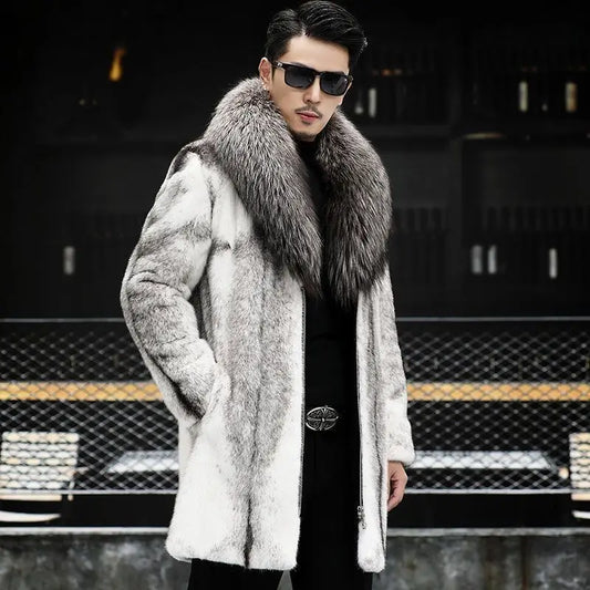 -10 degrees Celsius cold resistant and warm mink fur coat for men's wi - Front View