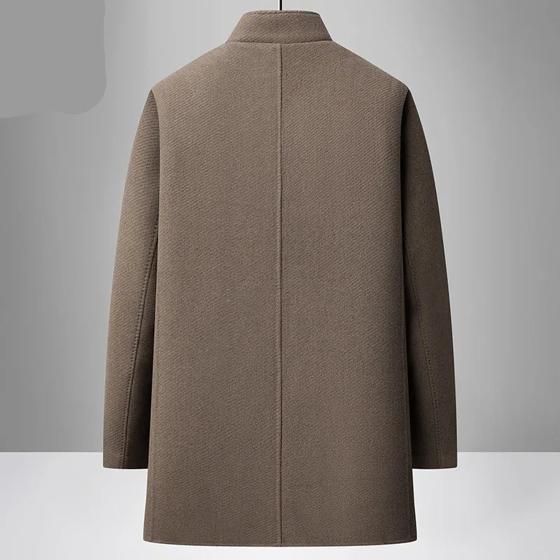 COMXZ Men Wool Blends Coat Removable Liner Luxury High End Business Outdoor Golf Coat Office Warm Go - Additional view