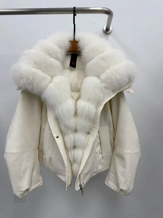 Fashion Winter Puffer Jacket - Fox Fur Collar Goose Down Luxury - Product Details