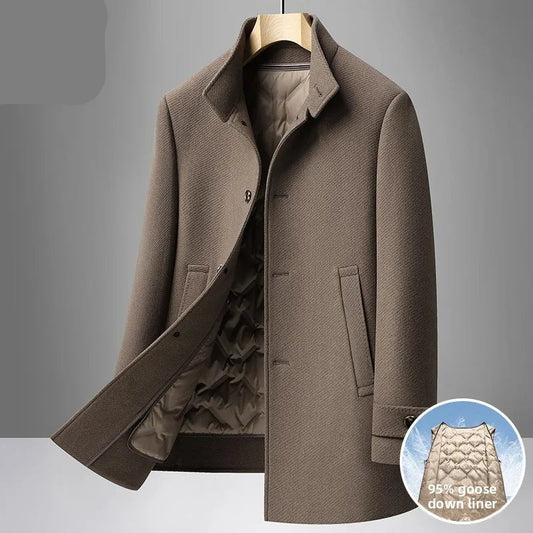 COMXZ Men Wool Blends Coat Removable Liner Luxury High End Business Outdoor Golf Coat Office Warm Go - Product details