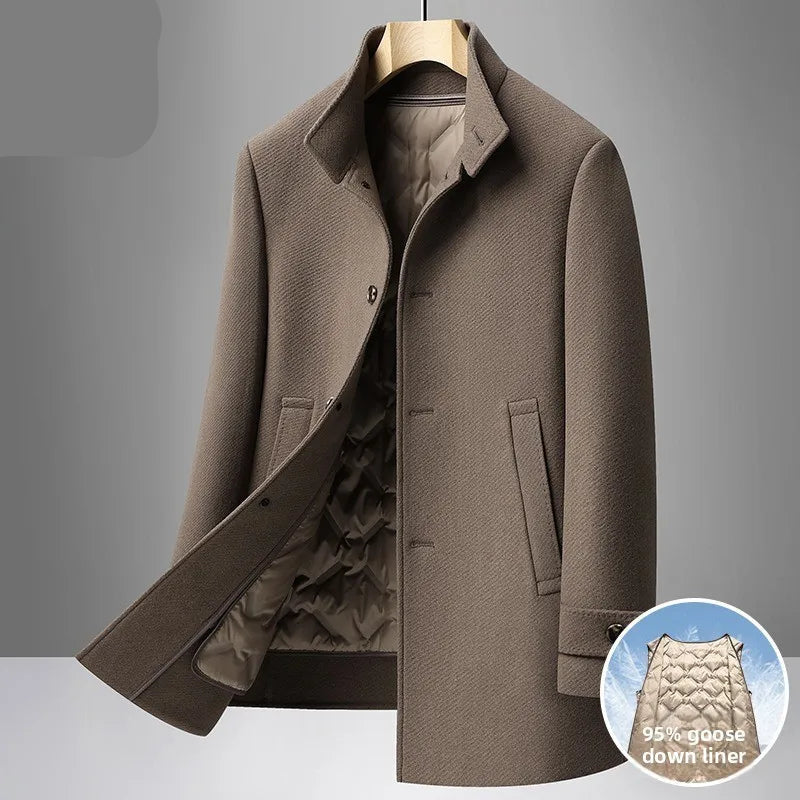 COMXZ Men Wool Blends Coat Removable Liner Luxury High End Business Outdoor Golf Coat Office Warm Go - Product details