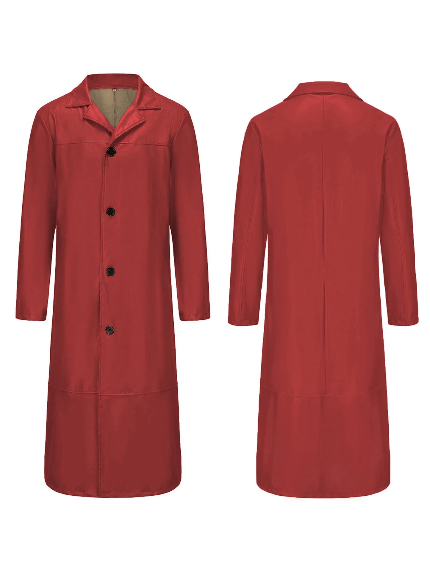 Men s Faux Leather Jacket Classic Lapel Collar Long Sleeve Button