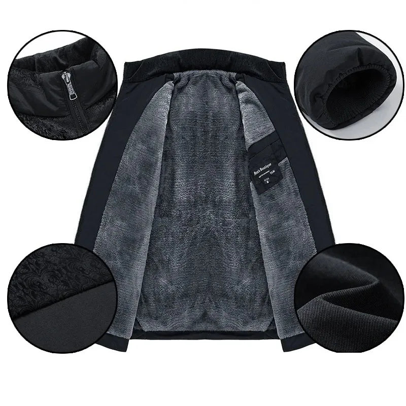 Puffer Jacket Men's Plush Thickened Parkas Stand Collar Jacket Men's Coat Winter Warm Thick Zipper C - Gallery image 6