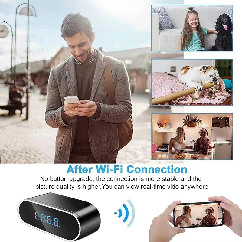 Full HD 1080P Alarm Clock Mini Camera Wireless Wifi Control IR Night