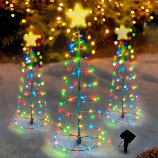 Outdoor Waterproof Solar Led Christmas Tree Decoration Solar Powered String Ligh - Side View