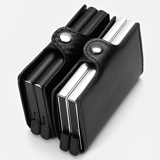 Double Layer Anti-Theft Card Case with RFID Blocking - Carbon Fiber