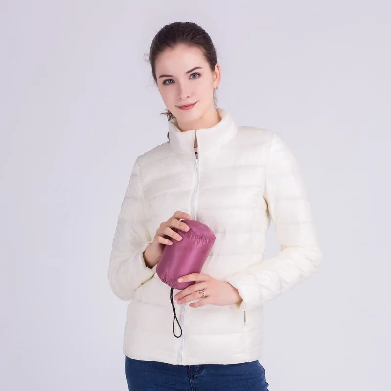 New Autumn Winter Women Ultra Light White Duck Down Jackets Candy Color Slim Short Design Warm Down  - View 4