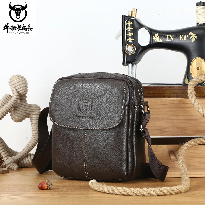 BULLCAPTAIN Leather Men's Messenger Bag Business Shoulder Bags