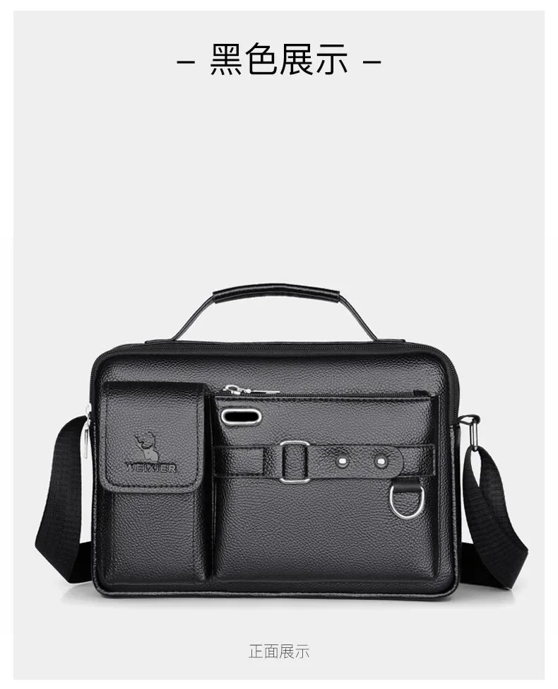 2024 New Men Shoulder Bag for 10.4" Ipad PU Leather Business