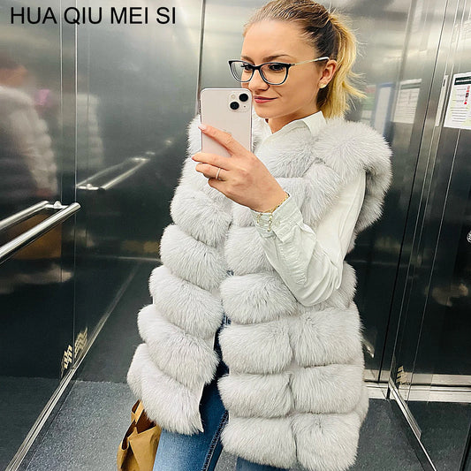 Natural fox fur vest ladies winter autumn coat warm vest made of natural fur wom - Main View