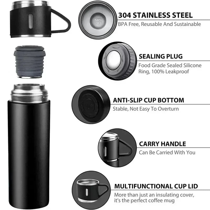 500ML 304 Stainless Steel Vacuum Insulated Bottle Set Office