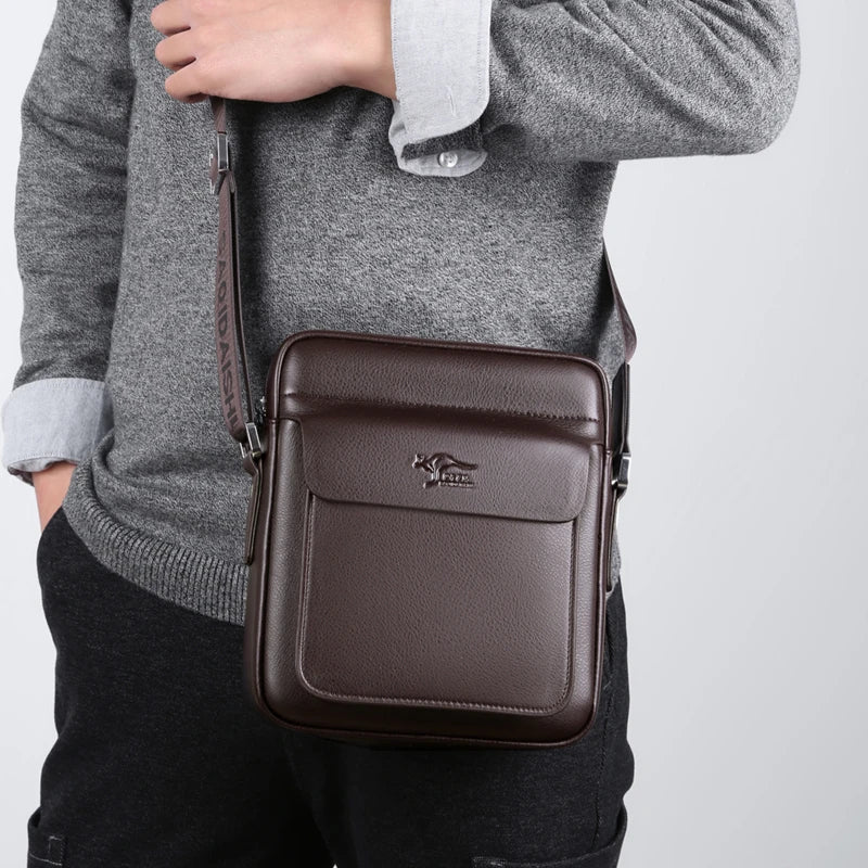 PU Leather Crossbody Bag for Men - Square Sling Shoulder Bag with