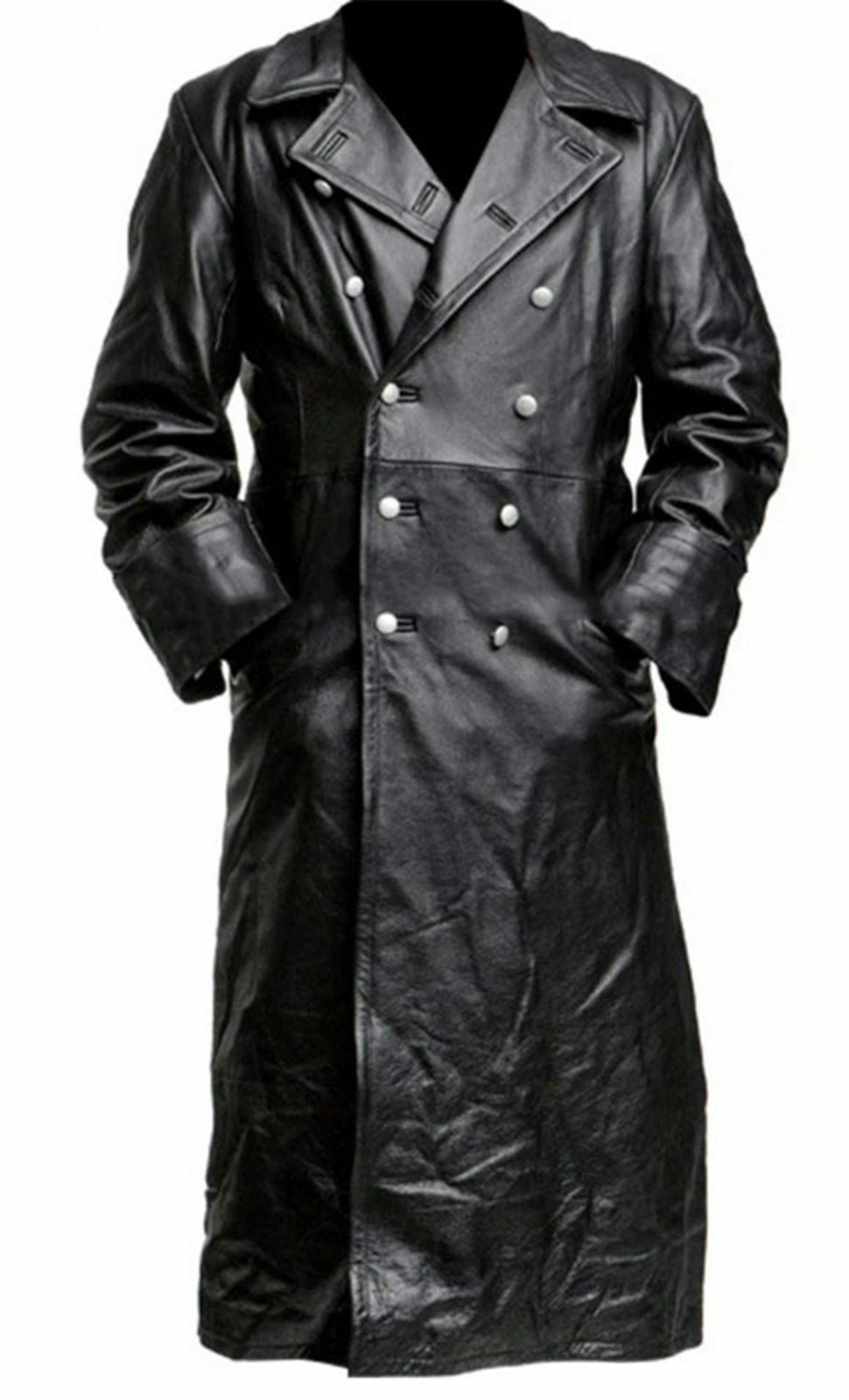 MEN'S GERMAN CLASSIC WW2 MILITARY UNIFORM OFFICER BLACK LEATHER