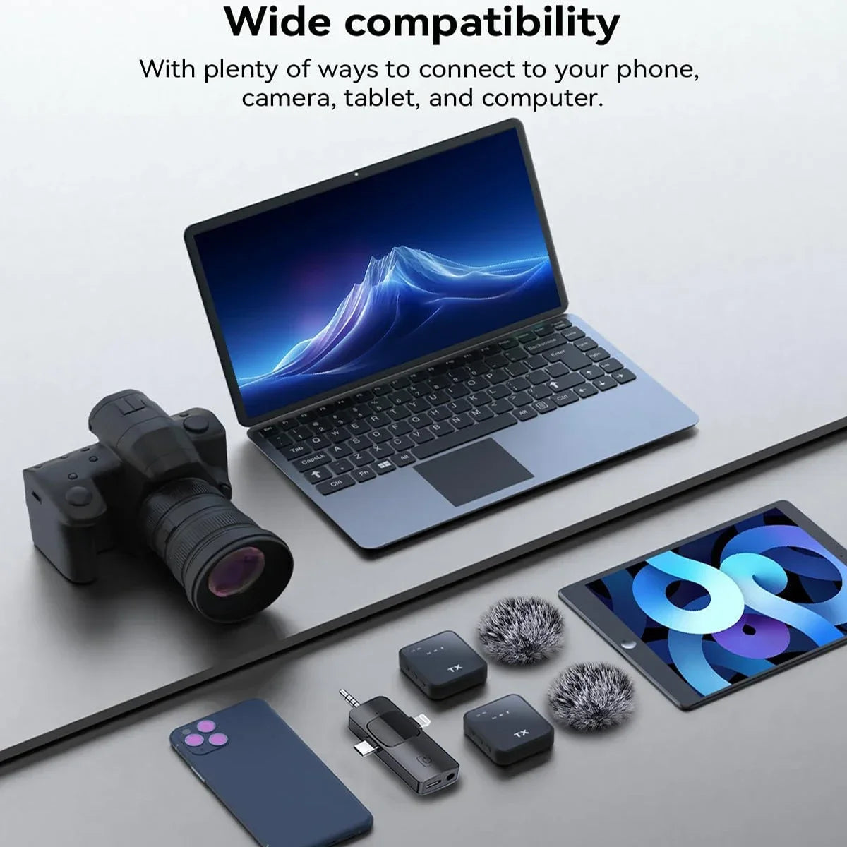 Wireless Lavalier Microphone for Camera,iPhone,Android,Microphone Reverb Sound Video Recording Podcast Noise Reduction Clip mic - Alternate Angle