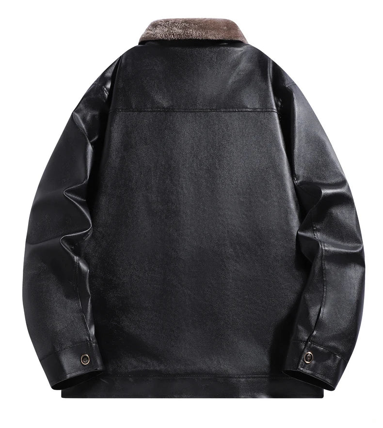 Winter Fleece-lined Leather Jacket Men 2025 New Coat Men's Top Windproof Leisure Mens Streetwear Zip - Gallery image 15