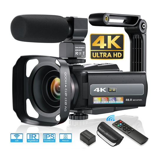 4K Video Camera Camcorder 48MP UHD WiFi IR Night Vision Vlogging