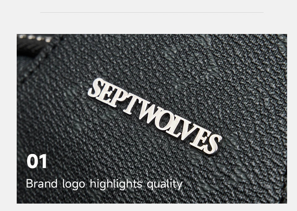 Septwolves Business Thin Printed Leather Crossbody Sling Bag Man