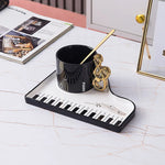 Piano Key Coffee Mug - Nordic Ceramic Cup with Spoon - Usage Example