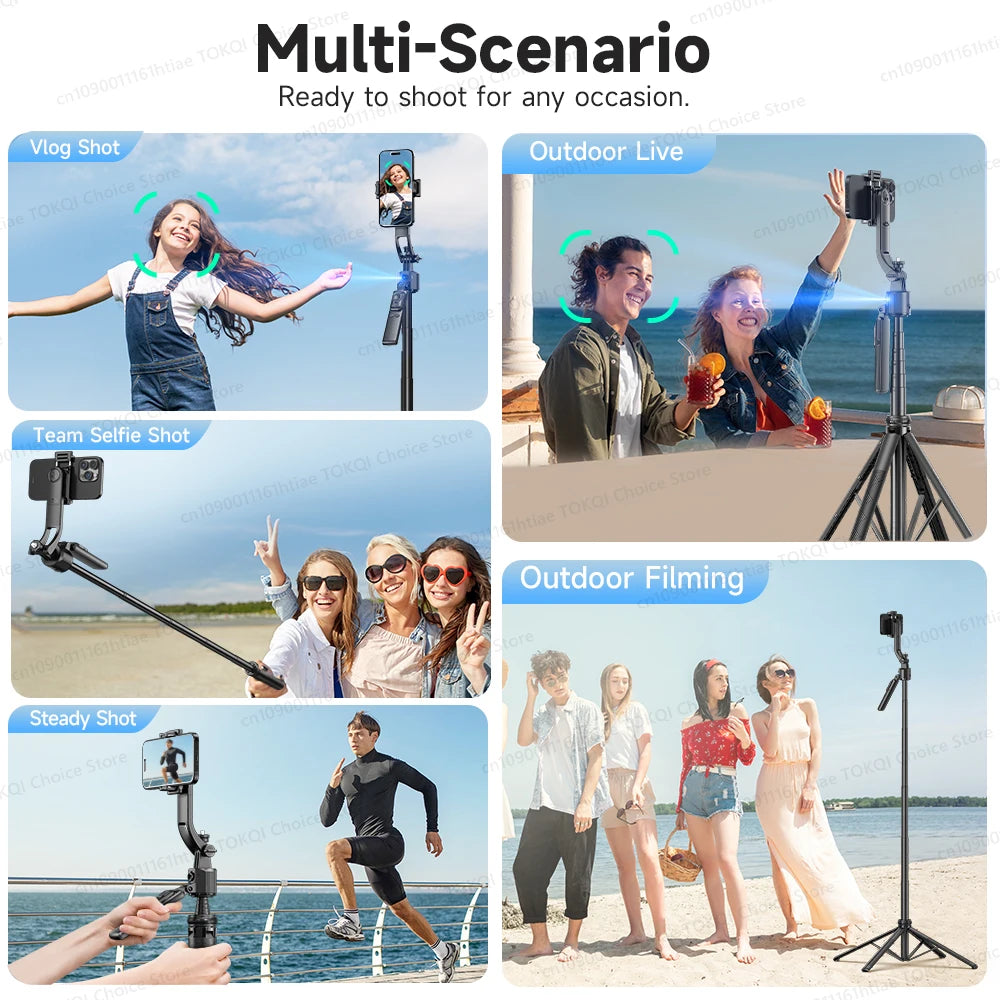 AI Tracking Gimbal - 360° Auto Rotate Selfie Stick | TOKQI - Features