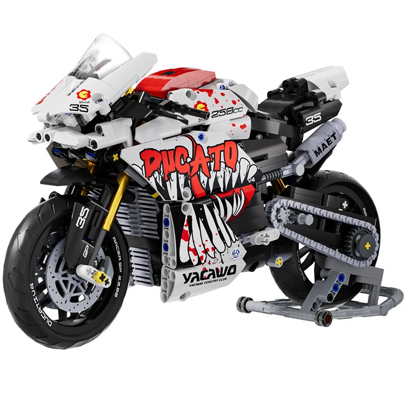 Technical V4 Motorcycle Building Blocks Set Famous Super Motorbike Model Kit Racing Bricks Kids Asse - Gallery image 18