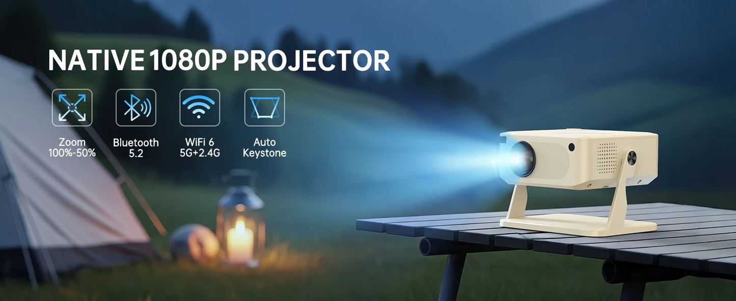 Portable 650ANSI Projector Native 1080P Android 11 Auto Focus & Keystone 4K 360° Rotate Wifi6 BT5.2 Airmouse Home Theater - Product Image 7