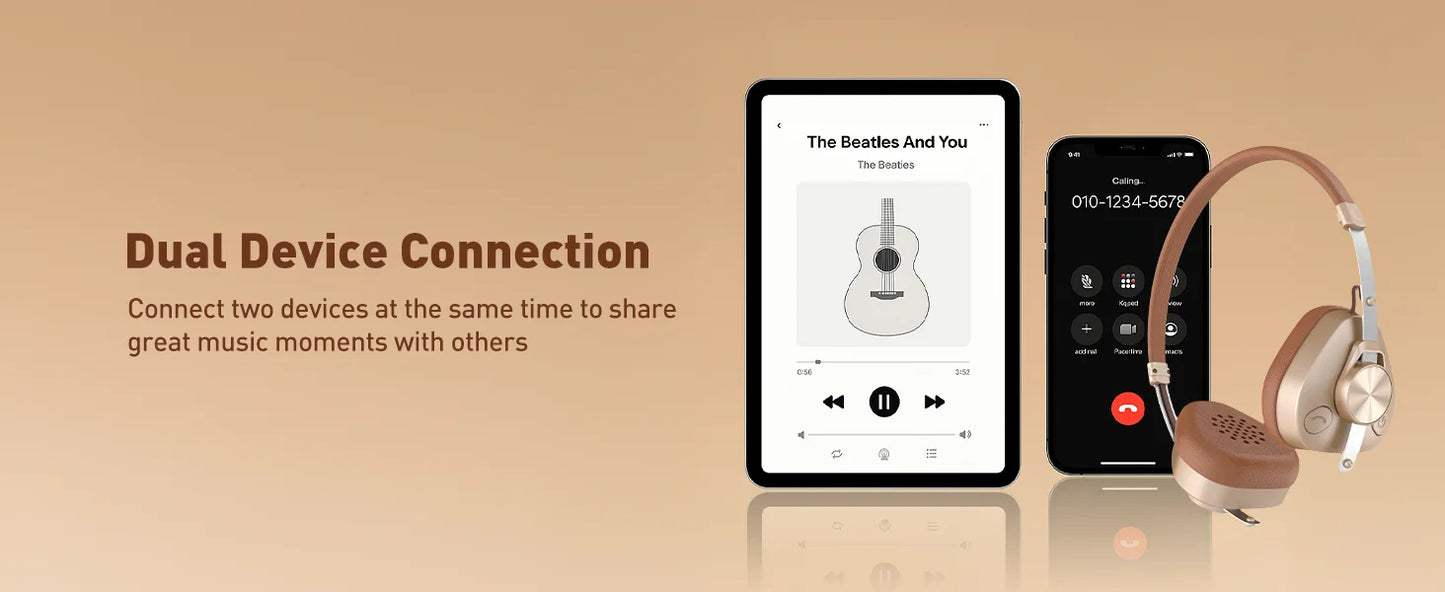 OneOdio F4 Wireless Headphones dual-device connection Vintage