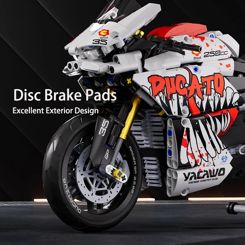 Technical V4 Motorcycle Building Blocks Set Famous Super Motorbike Model Kit Racing Bricks Kids Asse - Gallery image 12