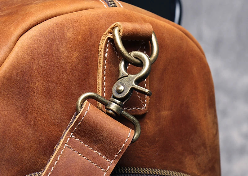 MUNUKI Vintage Crazy Horse Genuine Leather Travel bag Large Luggage