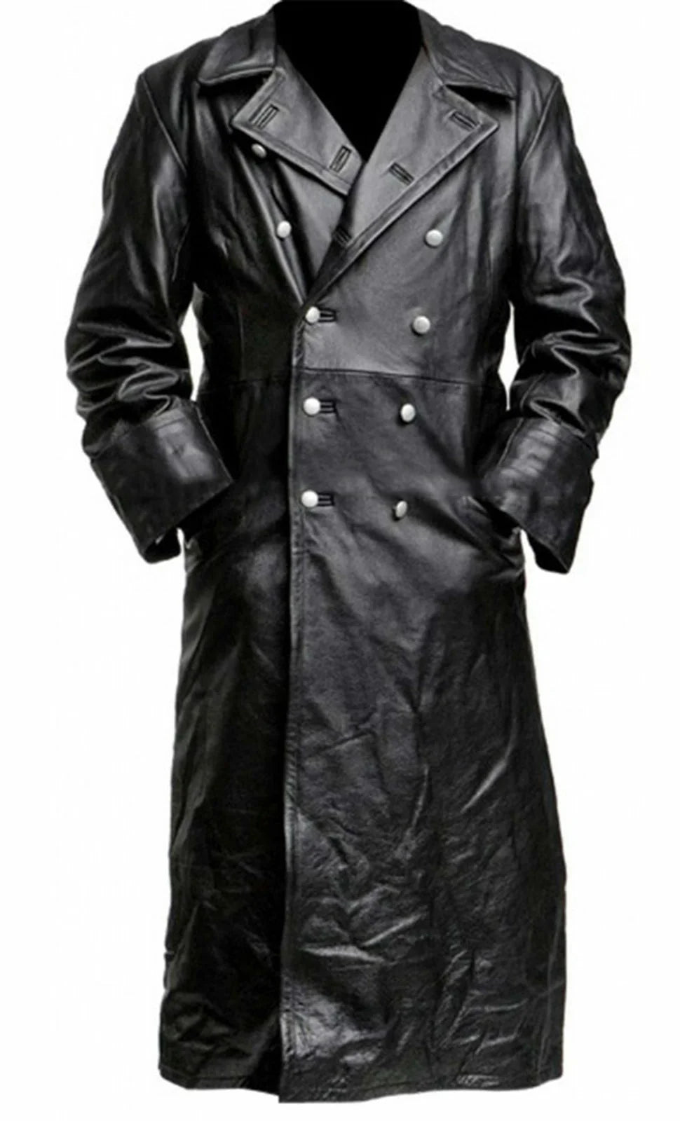 MEN'S GERMAN CLASSIC WW2 MILITARY UNIFORM OFFICER BLACK LEATHER
