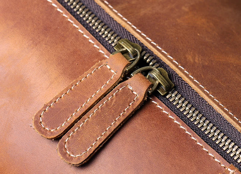 MUNUKI Vintage Crazy Horse Genuine Leather Travel bag Large Luggage