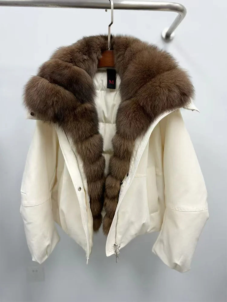 New Fashion Winter Casual Puffer Jackets Natural Fox Fur Collar Coat Short Goose Down Jacket Luxury  - Gallery image 15