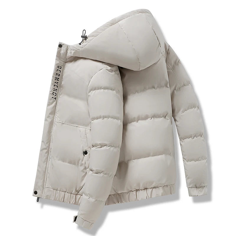 Men Parkas Thick Warm Hooded Coat Cotton-padded Puffer Jacket Man Casual Quilted Jacket Autumn Winte - Additional view