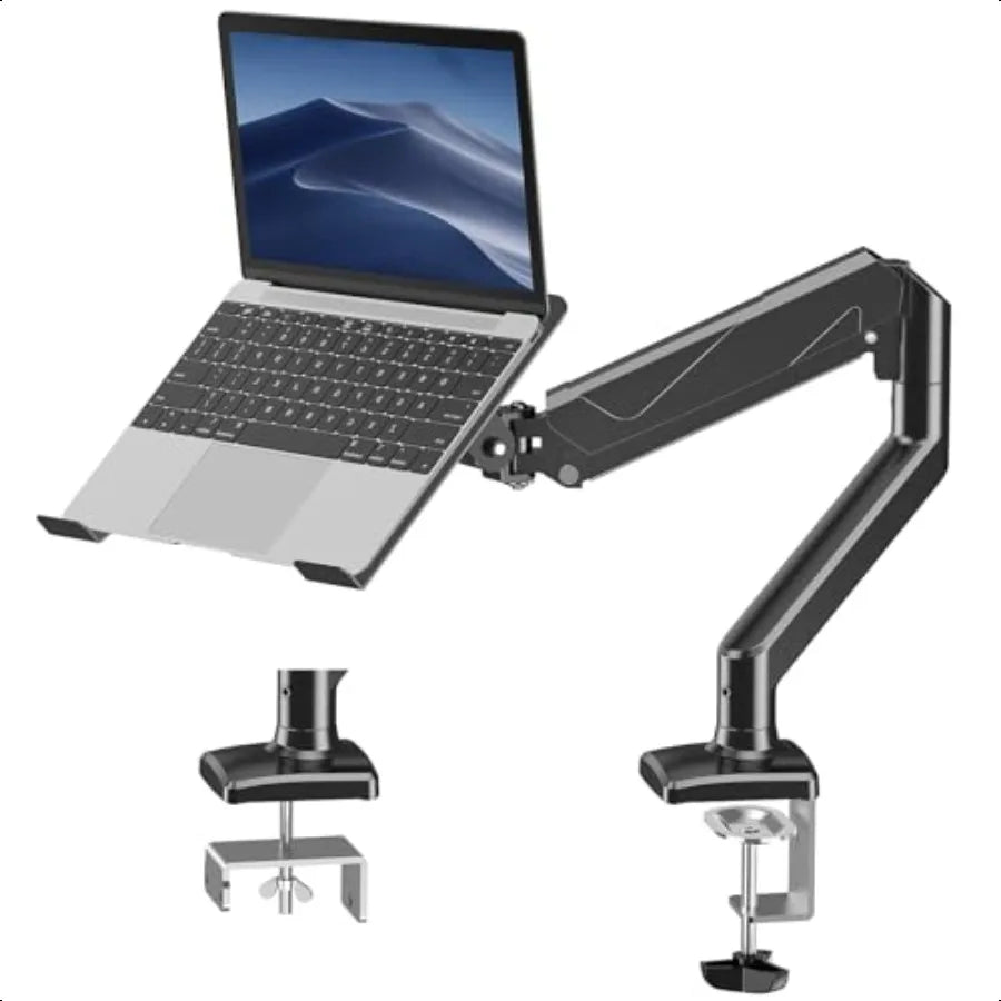 Laptop Stand Desk Mount 2 in 1 Function Gas Spring Arm Fits Max 17 Notebook and 32 Computer Screen Single Monitor Mount wi...