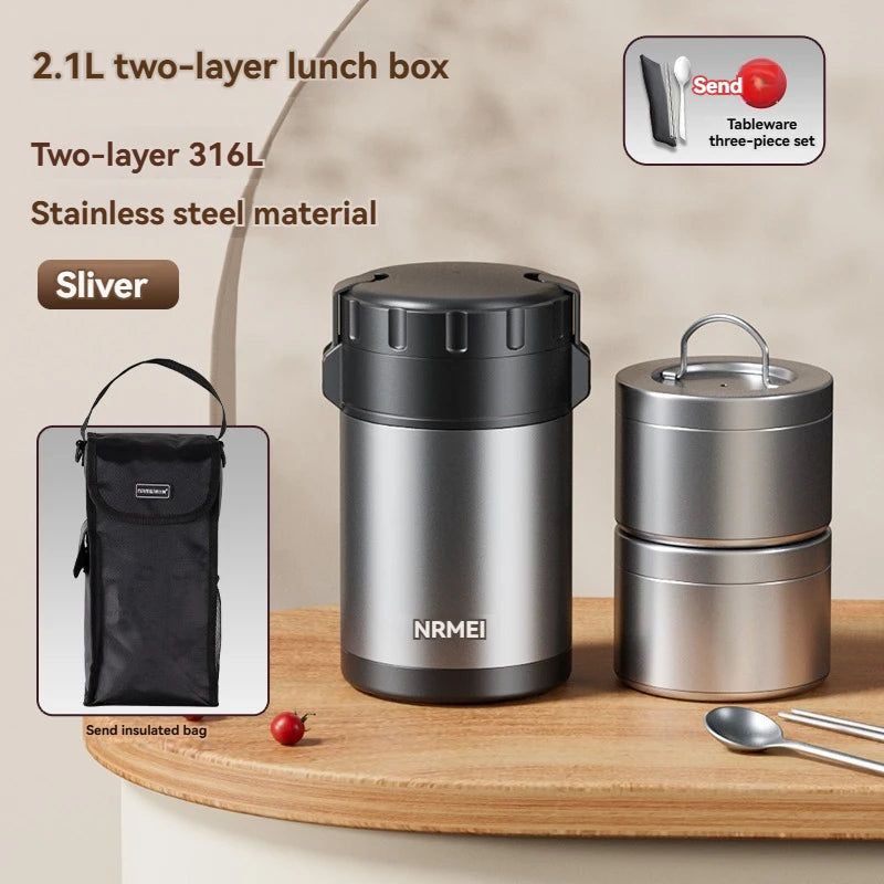 Stainless Steel Lunch Box, Large Capacity, Outdoor Bento Box,