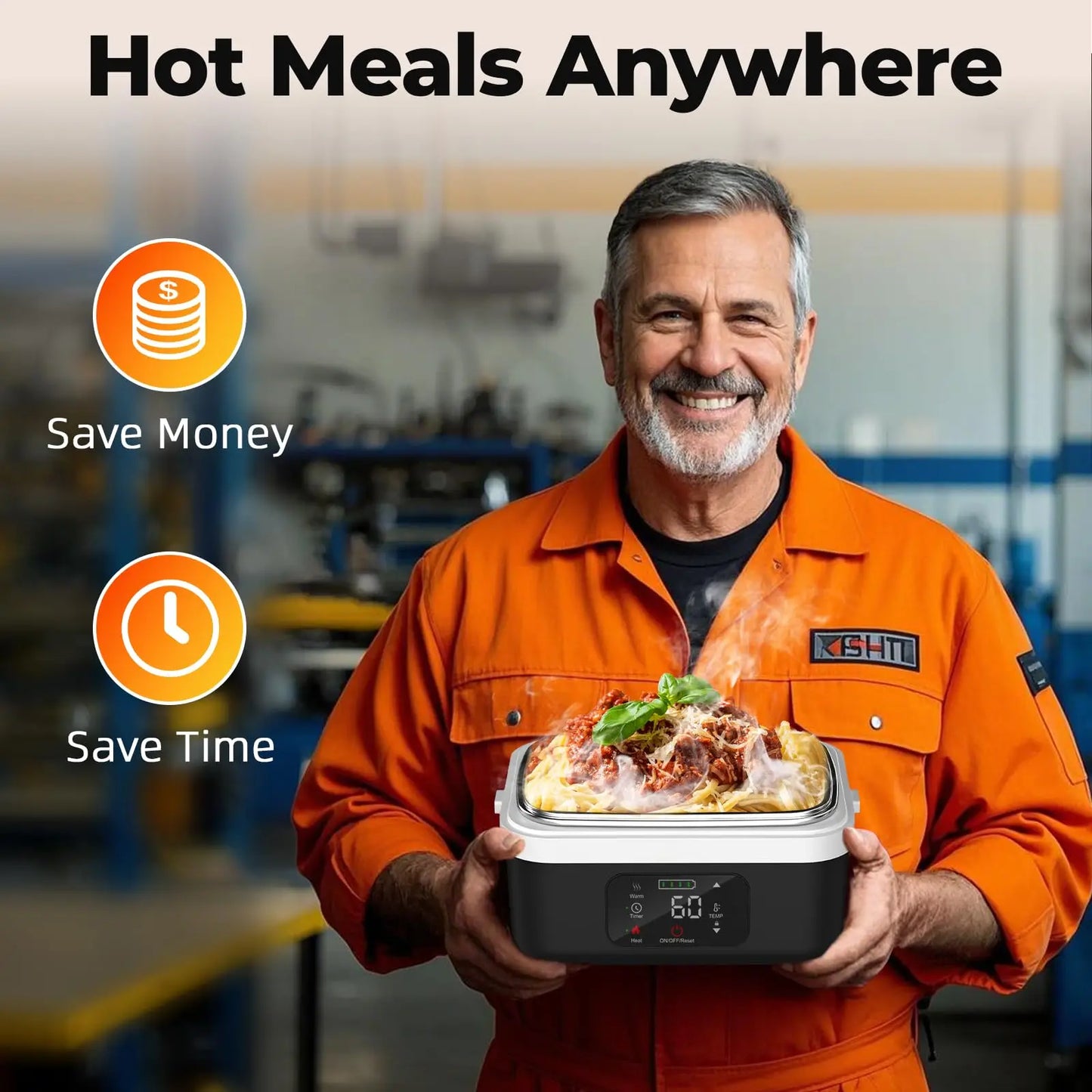 Wireless Electric Insulated Lunch Box - Built-in 8000mAh Battery,