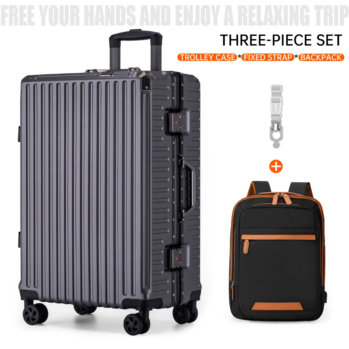 Trolley Luggage 20 24 26 28 Inch Aluminum Frame Rolling Luggage Case USB Travel Suitcase on Wheels C - Gallery image 25