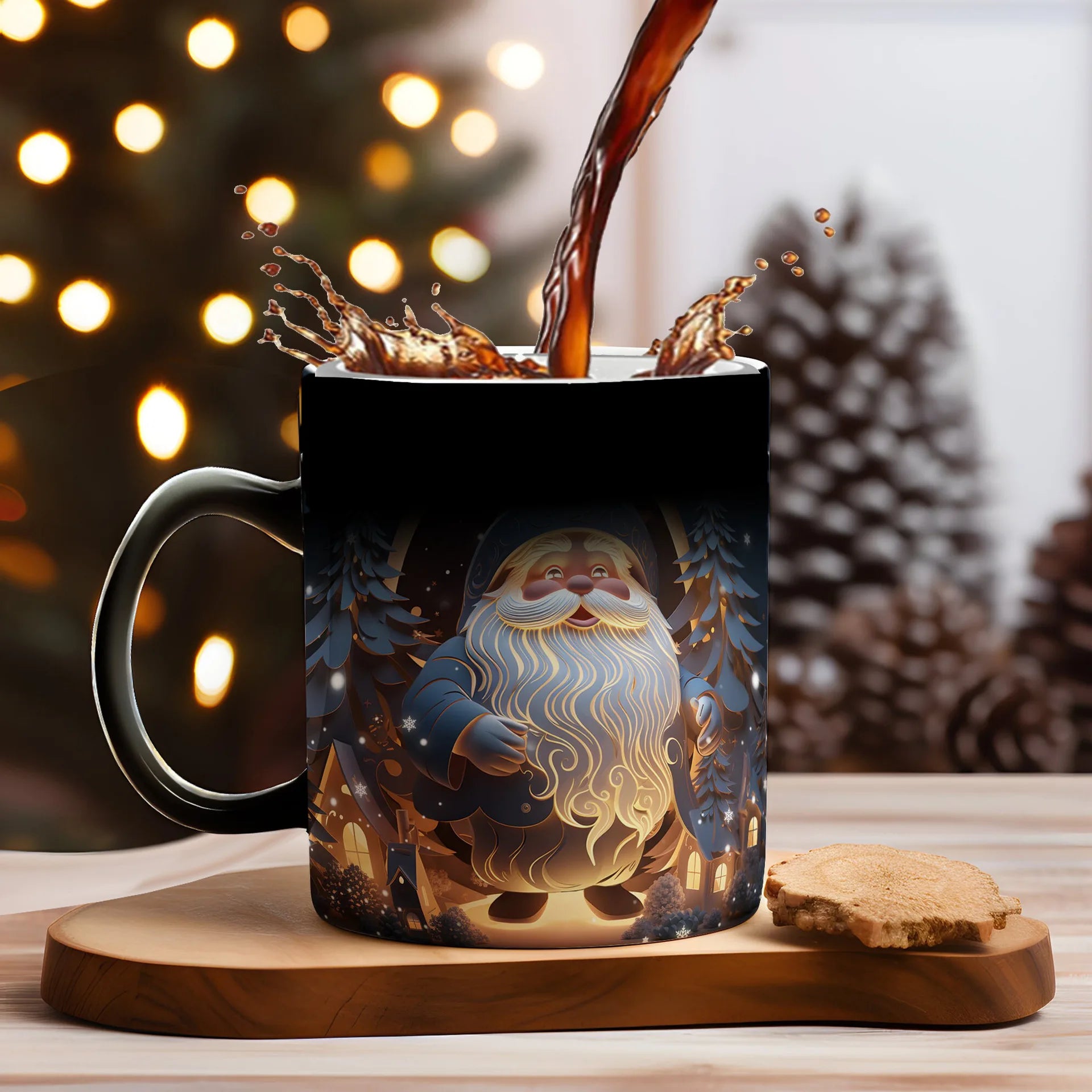 Christmas Color Changing Mug Santa Claus Ceramic Magic Mug Elk Heat Se - Full View