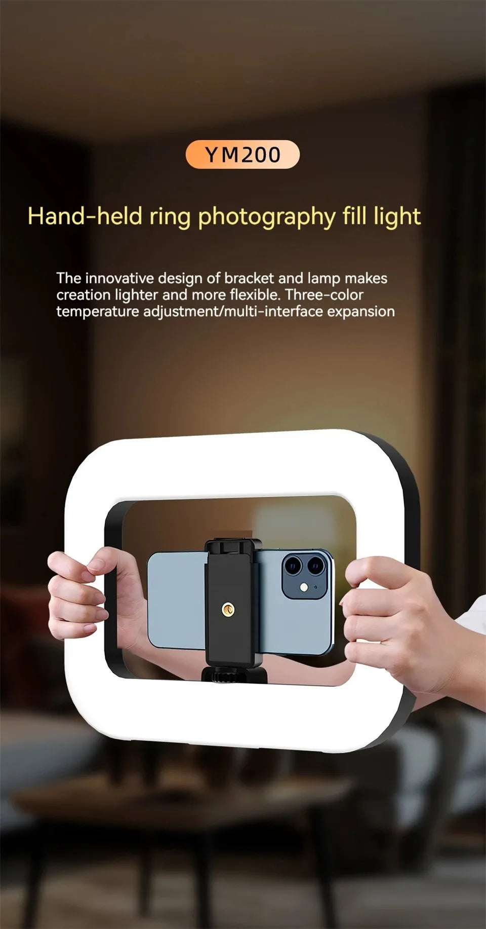 New Handheld Ring LED Rechargeable Fill light Mobile Phone Live