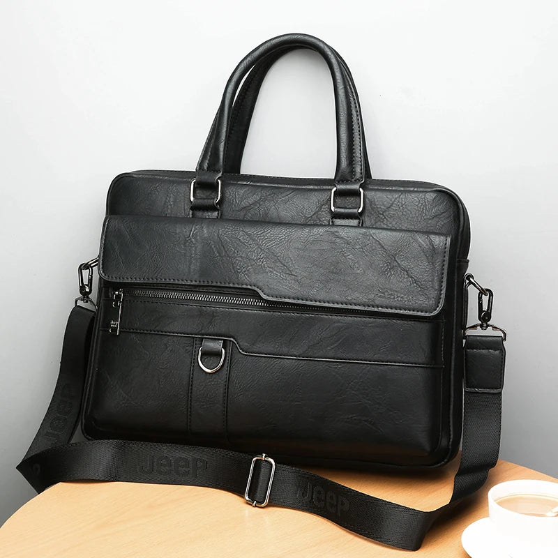 Multiple Pockets Briefcase Men's Large Capacity Office Shoulder Bag