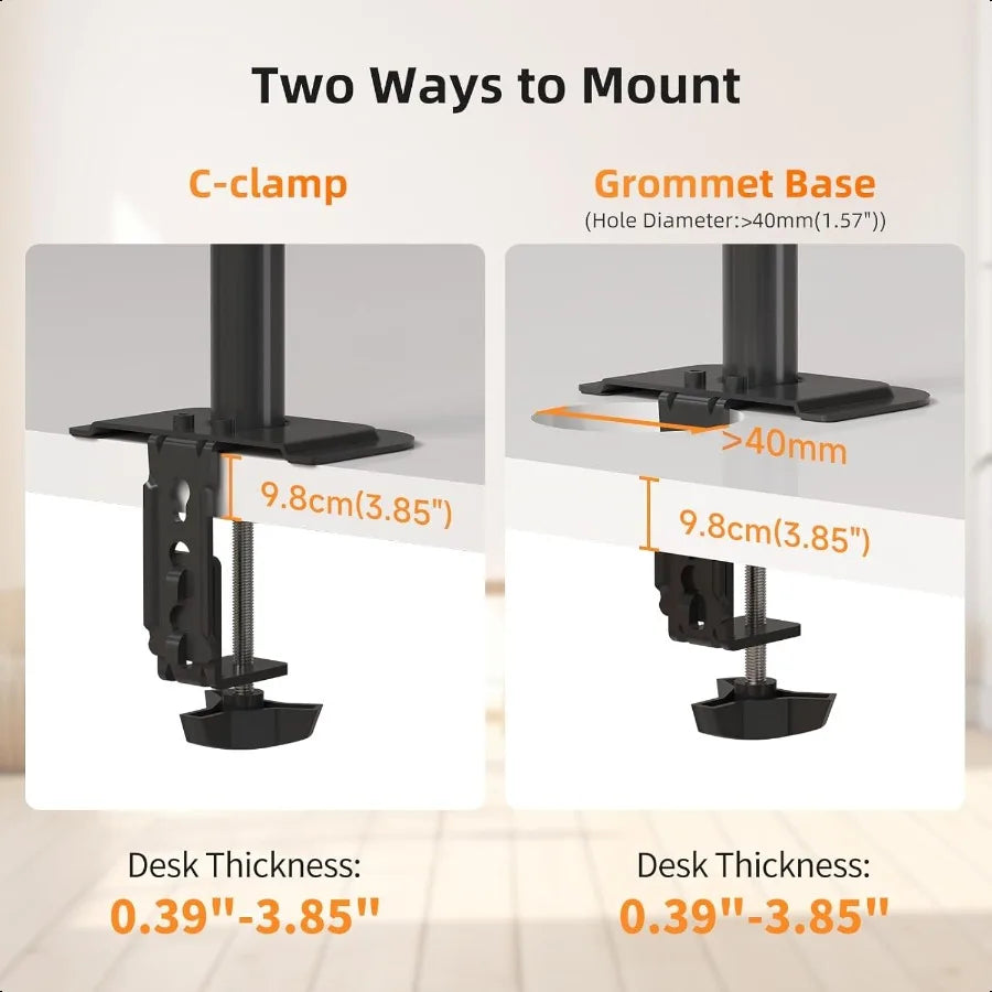 Laptop Notebook Desk Mount Stand Adjustable Single Monitor Laptop Arm Mount with Ventilated Tray up to 17 inch Holds up to...