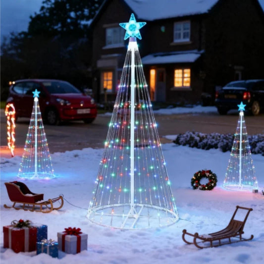 Christmas Tree Top Five Point Star Waterfall Lights Solar LED String O - Main View