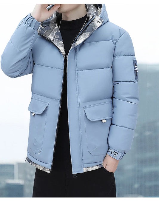 2025 Autumn Winter Loose Youth Cotton Padded Jacket Men Solid Color Parkas Winter Puffer Jackets Mal - Product details