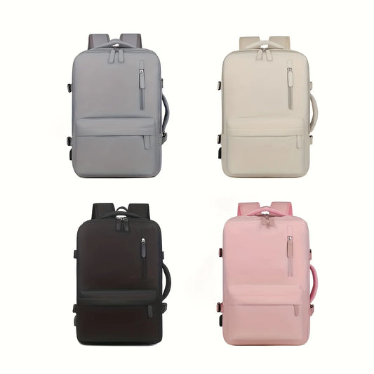 Expandable Backpack Men's Large-Capacity School Bag Business Trip Portable Lugga - Side View