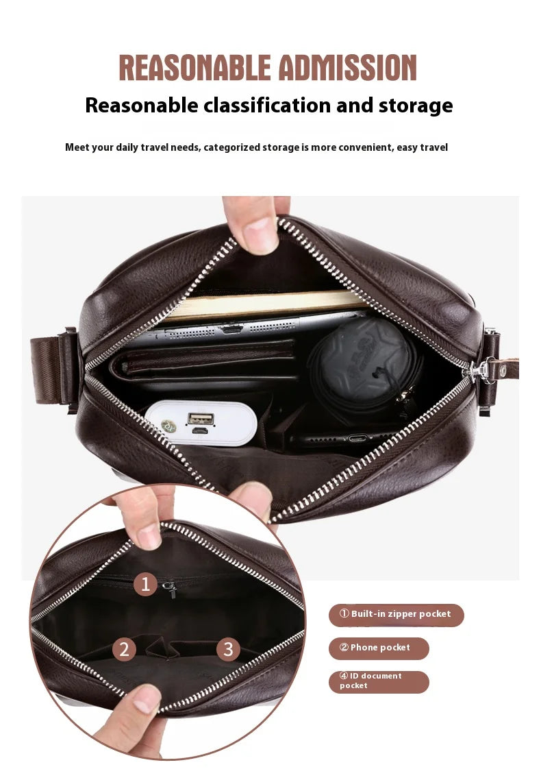 PU Leather Crossbody Bag for Men - Square Sling Shoulder Bag with