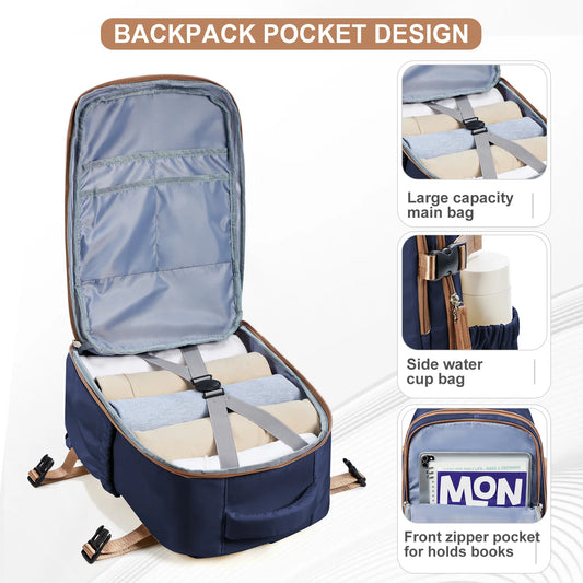 Men's Backpack Travel Backpack Cabin Bag Size Ryanair 40x20x25 Backpack Large Wa - Side View
